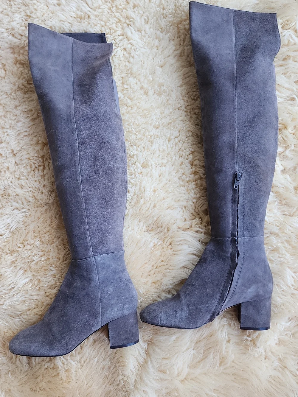 H by Halston Gray Suede Over-the-Knee Block Heel Boots